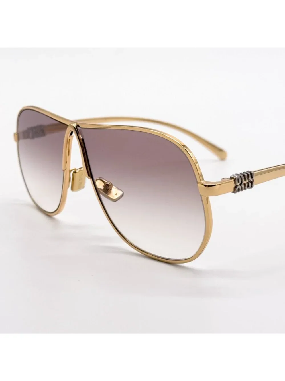 New Miu Miu MU A56S Oversized Gold Brown Sunglasses MUA56S 5AK90L